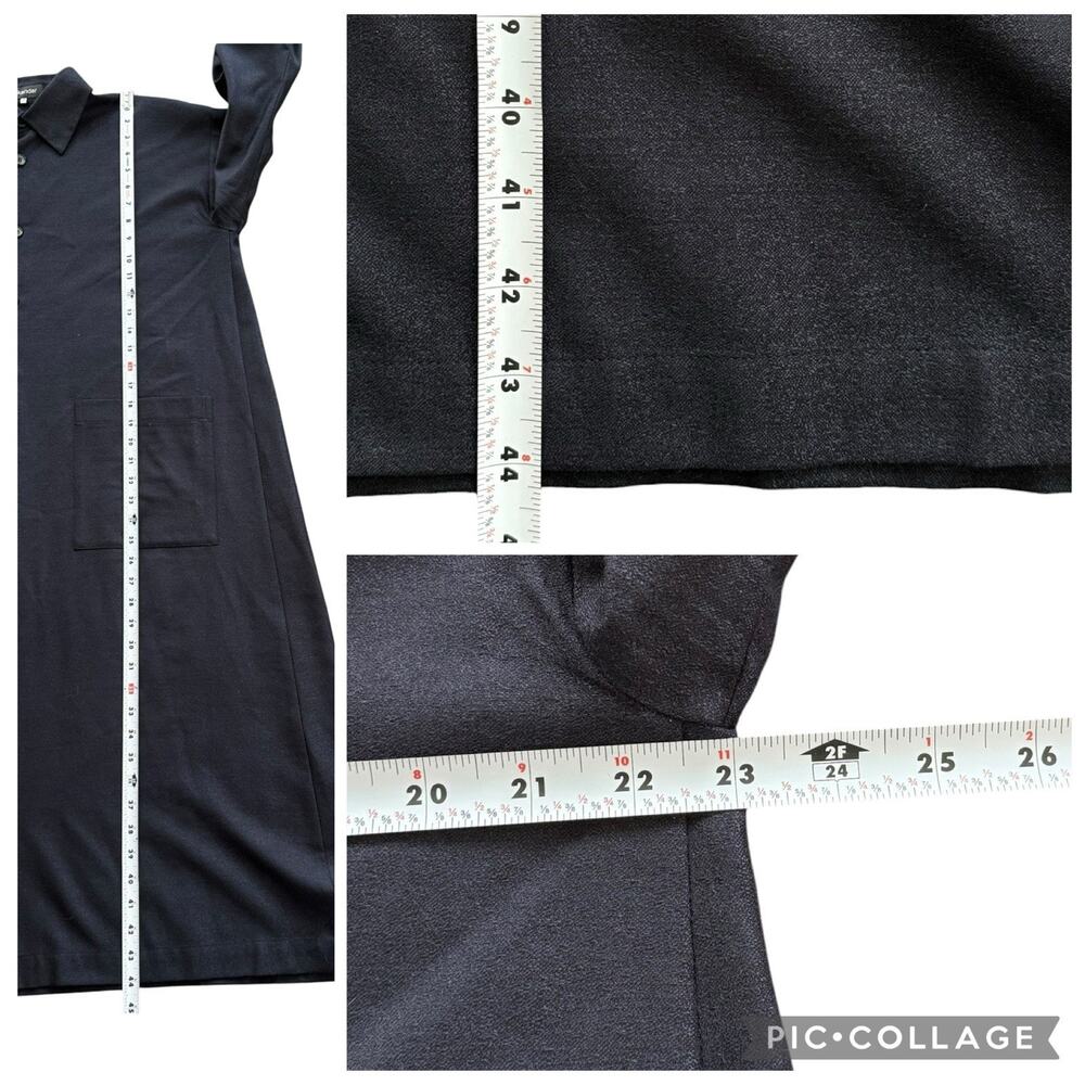 Eskandar Wool Silk Midi Shirtdress Button Up Lagenlook Minimal Size 0 (US 6-8) - Picture 9 of 10